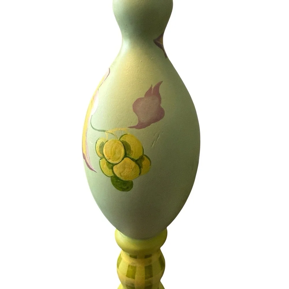 Vtg Tracy Porter Wood Candle Sticks Hand Painted 2/87 Pair Floral Signed 15